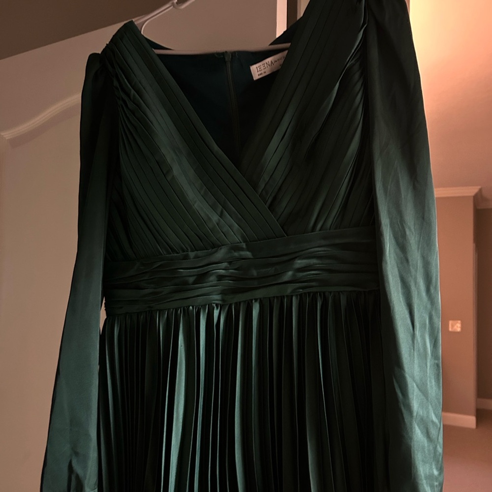 Mac Duggal Deep Green Long Sleeve Dress